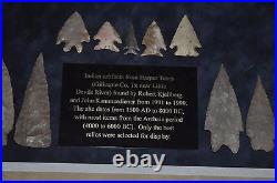 Large RARE American Texas Arrowheads Artifact framed collection Museum Quality