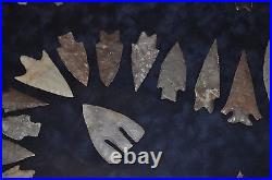 Large RARE American Texas Arrowheads Artifact framed collection Museum Quality