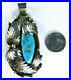Large-Rare-Native-American-Navajo-EUNICE-J-TSO-Turquoise-Sterling-Silver-Pendant-01-fyt