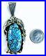 Large-Rare-Native-American-Signed-SL-Sterling-Silver-Spiderweb-Turquoise-Pendant-01-otg