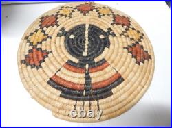 Large Vintage Rare 2 Find Mudhead Pictorial Hopi Indian Coiled Basket Tray
