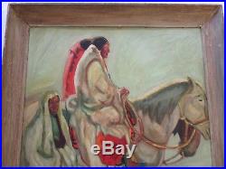 Lavern Black Painting Antique Native American Indian Taos Horse Portrait Rare