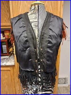 Leather Vest Vtg Unisex XXL Sunriders Native American Meets Cowboy StyleRARE