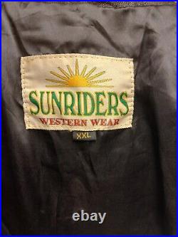 Leather Vest Vtg Unisex XXL Sunriders Native American Meets Cowboy StyleRARE