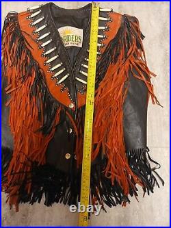 Leather Vest Vtg Unisex XXL Sunriders Native American Meets Cowboy StyleRARE