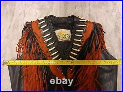 Leather Vest Vtg Unisex XXL Sunriders Native American Meets Cowboy StyleRARE