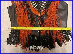 Leather Vest Vtg Unisex XXL Sunriders Native American Meets Cowboy StyleRARE