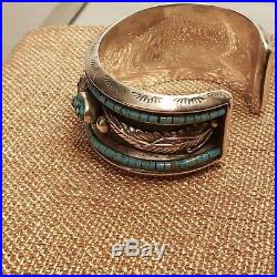 Lee Baker Navajo American Indian Turquoise cuff RARE! 6.5 inches
