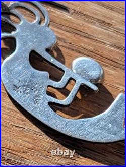 Les Baker Navajo Kokopelli Sterling Silver Earrings with Turquoise 2 Rare
