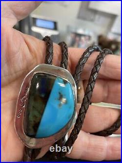 Look-awesome Rare Clarence Bailon Native American Pueblo Turquoise Sterling Bolo