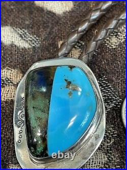 Look-awesome Rare Clarence Bailon Native American Pueblo Turquoise Sterling Bolo