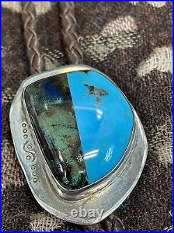 Look-awesome Rare Clarence Bailon Native American Pueblo Turquoise Sterling Bolo