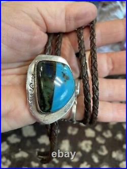 Look-awesome Rare Clarence Bailon Native American Pueblo Turquoise Sterling Bolo