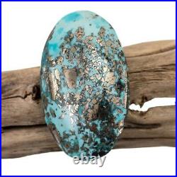 MORENCI Turquoise Cabochon Cab RARE 116.8ct OLD HOARD NATURAL Silver PYRITE