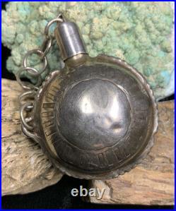 MUSEUM QUALITY! Very Rare, 1890s Navajo Sterling Silver Pocket Tobacco Canteen