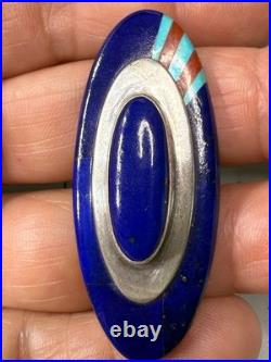 Michael R. Rogers Paiute Rare Native American Ring 925 Lapis Turquoise Inlay 6.5
