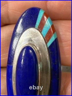 Michael R. Rogers Paiute Rare Native American Ring 925 Lapis Turquoise Inlay 6.5 Michael R. Rogers Paiute Rare Native American Ring 925 Lapis Turquoise Inlay 6.5