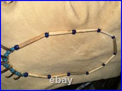 Mid-late 1800s Native American Badger Claw Necklace With Rare Tiny Padre Beads