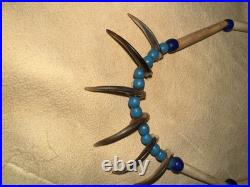 Mid-late 1800s Native American Badger Claw Necklace With Rare Tiny Padre Beads