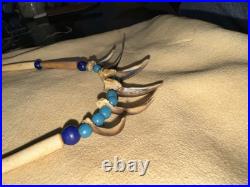 Mid-late 1800s Native American Badger Claw Necklace With Rare Tiny Padre Beads