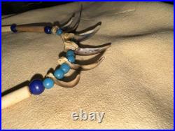 Mid-late 1800s Native American Badger Claw Necklace With Rare Tiny Padre Beads