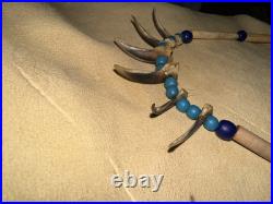 Mid-late 1800s Native American Badger Claw Necklace With Rare Tiny Padre Beads