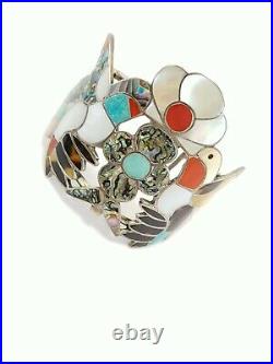 Mint Rare Fine Inlay Zuni Squash Blossom Hummingbird Necklace/Bracelet. Sterling