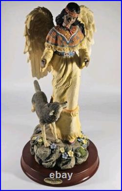 Montefiori Collection Female Angel Native American WithWolf Statue! Rare