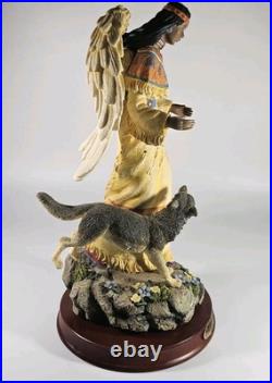 Montefiori Collection Female Angel Native American WithWolf Statue! Rare
