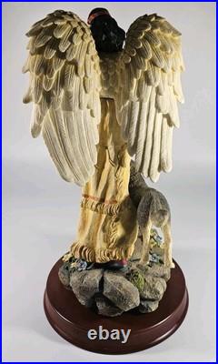 Montefiori Collection Female Angel Native American WithWolf Statue! Rare