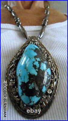 Museum Collector Quality Godber Burnham Turquoise High Grade Nugget Necklace 79g