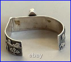 NAVAJO AMAZING RB Richard Begay Sterling Overlay Turquoise RARE ANGLED CUFF 46g