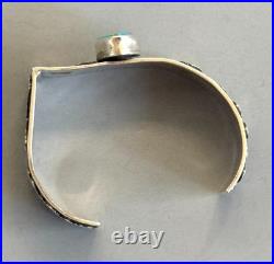 NAVAJO AMAZING RB Richard Begay Sterling Overlay Turquoise RARE ANGLED CUFF 46g