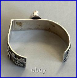 NAVAJO AMAZING RB Richard Begay Sterling Overlay Turquoise RARE ANGLED CUFF 46g