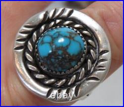 NAVAJO BISBEE Spiderweb Turquoise Sterling Silver Ring Rare High Grade Sz 10.75