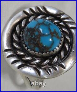NAVAJO BISBEE Spiderweb Turquoise Sterling Silver Ring Rare High Grade Sz 10.75