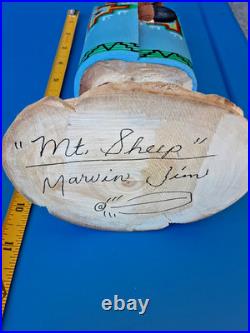 NAVAJO FOLK ART by MARVIN JIM NATIVE AMERICAN Mt Sheep Signed Impressive Rare
