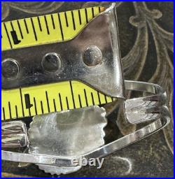 NAVAJO Rare DAMELE TURQUOISE Sterling Silver SQUASH BLOSSOM Cuff Bracelet SIGNED