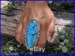 NAVAJO Ring RARE Large Brown Matrix Kingman Turquoise Stone Signed Silver