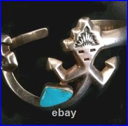 NAVAJO YEI TURQUOISE BRACELET 23g Sterling Silver Signed F. Joe Rare Essential