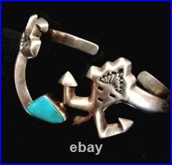NAVAJO YEI TURQUOISE BRACELET 23g Sterling Silver Signed F. Joe Rare Essential