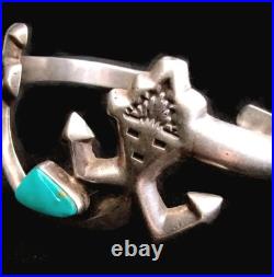 NAVAJO YEI TURQUOISE BRACELET 23g Sterling Silver Signed F. Joe Rare Essential
