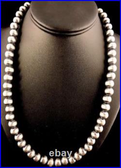 Native American 12 mm St Silver Bead Necklace 24 Rare Sale G424