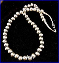 Native American 12 mm St Silver Bead Necklace 24 Rare Sale G424