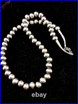 Native American 12 mm St Silver Bead Necklace 24 Rare Sale G424