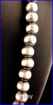 Native American 12 mm St Silver Bead Necklace 24 Rare Sale G424