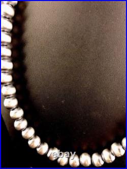 Native American 12 mm St Silver Bead Necklace 24 Rare Sale G424