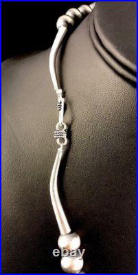 Native American 12 mm St Silver Bead Necklace 24 Rare Sale G424