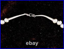Native American 12 mm St Silver Bead Necklace 24 Rare Sale G424