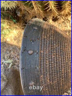 Native American Basket Hopi Antique Buckskin Leather Rim? Rivets Rare